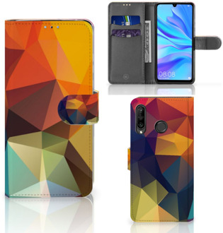 B2Ctelecom Flip Cover Huawei P30 Lite Design Polygon Color