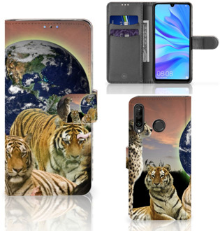 B2Ctelecom Flip Cover Huawei P30 Lite Design Roofdieren