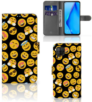 B2Ctelecom Flip Cover Huawei P40 Lite Telefoon Hoesje Emoji