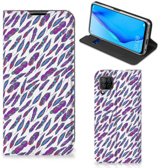 B2Ctelecom Flip Cover Huawei P40 Lite Telefoonhoesje Feathers Color