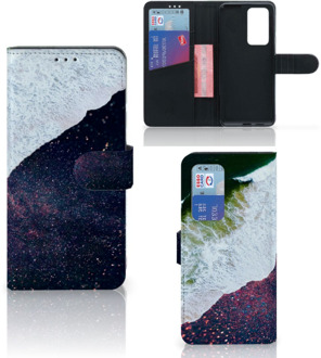 B2Ctelecom Flip Cover Huawei P40 Pro Telefoon Hoesje Sea in Space