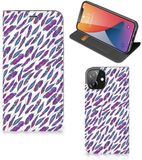 B2Ctelecom Flip Cover iPhone 12 | iPhone 12 Pro Telefoonhoesje Feathers Color