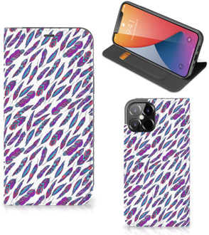 B2Ctelecom Flip Cover iPhone 12 Pro Max Telefoonhoesje Feathers Color