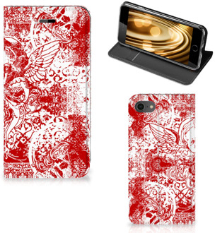 B2Ctelecom Flip Cover iPhone SE (2020) | 7 | 8 Hoesje Angel Skull Red