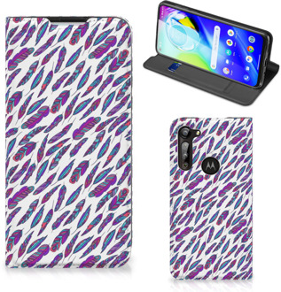 B2Ctelecom Flip Cover Motorola Moto G8 Power Telefoonhoesje Feathers Color