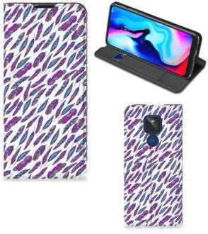 B2Ctelecom Flip Cover Motorola Moto G9 Play Telefoonhoesje Feathers Color