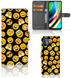 B2Ctelecom Flip Cover Motorola Moto G9 Plus Telefoon Hoesje Emoji