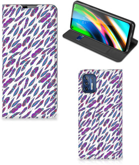 B2Ctelecom Flip Cover Motorola Moto G9 Plus Telefoonhoesje Feathers Color