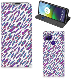 B2Ctelecom Flip Cover Motorola Moto G9 Power Telefoonhoesje Feathers Color