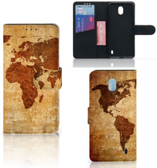 B2Ctelecom Flip Cover Nokia 1 Plus Wereldkaart