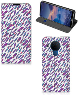 B2Ctelecom Flip Cover Nokia 5.4 Telefoonhoesje Feathers Color