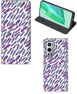 B2Ctelecom Flip Cover OnePlus 9 Pro Telefoonhoesje Feathers Color