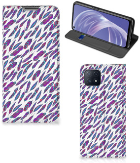 B2Ctelecom Flip Cover OPPO A73 5G Telefoonhoesje Feathers Color