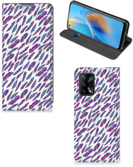 B2Ctelecom Flip Cover OPPO A74 4G Telefoonhoesje Feathers Color