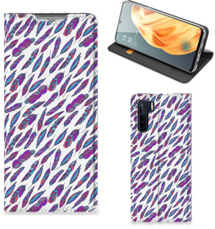 B2Ctelecom Flip Cover OPPO Reno3 | A91 Telefoonhoesje Feathers Color