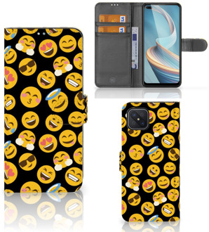 B2Ctelecom Flip Cover OPPO Reno4 Z Telefoon Hoesje Emoji