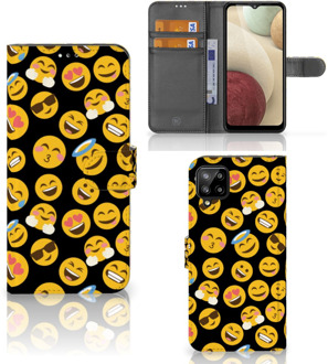 B2Ctelecom Flip Cover Samsung Galaxy A12 Telefoon Hoesje Emoji