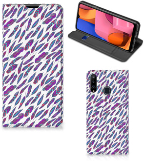 B2Ctelecom Flip Cover Samsung Galaxy A20s Telefoonhoesje Feathers Color