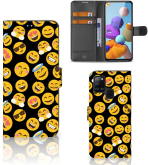 B2Ctelecom Flip Cover Samsung Galaxy A21s Telefoon Hoesje Emoji