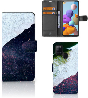 B2Ctelecom Flip Cover Samsung Galaxy A21s Telefoon Hoesje Sea in Space