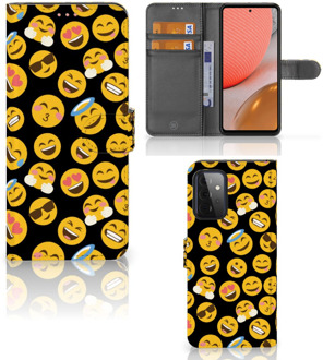 B2Ctelecom Flip Cover Samsung Galaxy A72 Telefoon Hoesje Emoji