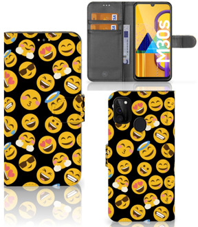 B2Ctelecom Flip Cover Samsung Galaxy M21 Telefoon Hoesje Emoji