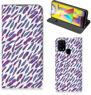 B2Ctelecom Flip Cover Samsung Galaxy M31 Telefoonhoesje Feathers Color