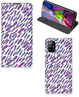 B2Ctelecom Flip Cover Samsung Galaxy M51 Telefoonhoesje Feathers Color