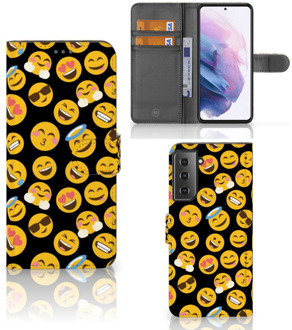 B2Ctelecom Flip Cover Samsung Galaxy S21 Plus Telefoon Hoesje Emoji