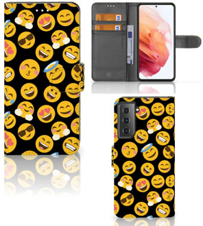 B2Ctelecom Flip Cover Samsung Galaxy S21 Telefoon Hoesje Emoji