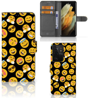 B2Ctelecom Flip Cover Samsung Galaxy S21 Ultra Telefoon Hoesje Emoji