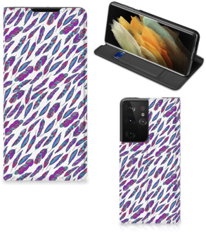 B2Ctelecom Flip Cover Samsung Galaxy S21 Ultra Telefoonhoesje Feathers Color