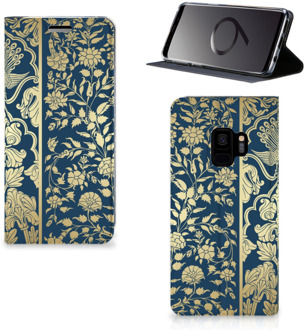 B2Ctelecom Flip Cover Samsung S9 Golden Flowers