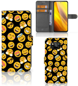 B2Ctelecom Flip Cover Xiaomi Poco X3 Telefoon Hoesje Emoji