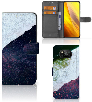 B2Ctelecom Flip Cover Xiaomi Poco X3 Telefoon Hoesje Sea in Space