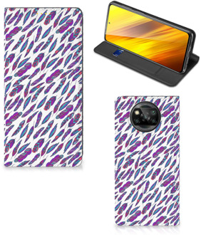 B2Ctelecom Flip Cover Xiaomi Poco X3 Telefoonhoesje Feathers Color