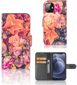 B2Ctelecom Flipcase Apple iPhone 12 Mini Telefoon Hoesje Cadeau voor Moeder Bosje Bloemen