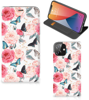 B2Ctelecom Flipcase Cadeautjes voor Moederdag iPhone 12 | iPhone 12 Pro Smartphone Hoesje Butterfly Roses