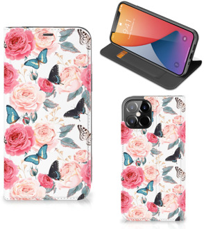 B2Ctelecom Flipcase Cadeautjes voor Moederdag iPhone 12 Pro Max Smartphone Hoesje Butterfly Roses