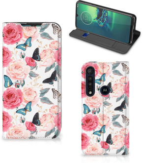 B2Ctelecom Flipcase Cadeautjes voor Moederdag Motorola G8 Plus Smartphone Hoesje Butterfly Roses