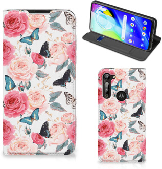 B2Ctelecom Flipcase Cadeautjes voor Moederdag Motorola Moto G8 Power Smartphone Hoesje Butterfly Roses