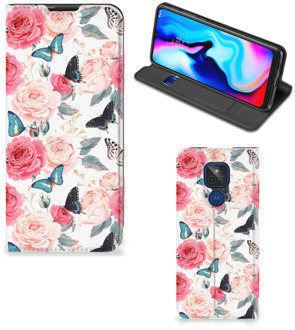 B2Ctelecom Flipcase Cadeautjes voor Moederdag Motorola Moto G9 Play Smartphone Hoesje Butterfly Roses