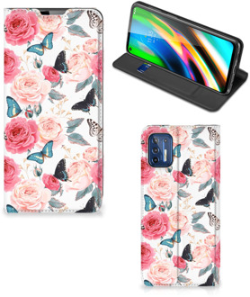 B2Ctelecom Flipcase Cadeautjes voor Moederdag Motorola Moto G9 Plus Smartphone Hoesje Butterfly Roses