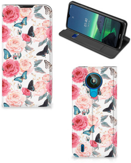 B2Ctelecom Flipcase Cadeautjes voor Moederdag Nokia 1.4 Smartphone Hoesje Butterfly Roses