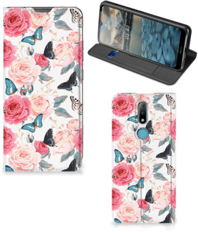 B2Ctelecom Flipcase Cadeautjes voor Moederdag Nokia 2.4 Smartphone Hoesje Butterfly Roses