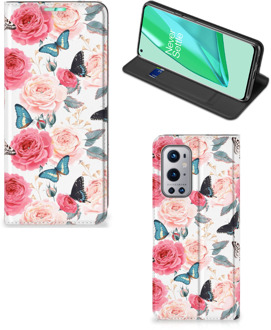 B2Ctelecom Flipcase Cadeautjes voor Moederdag OnePlus 9 Pro Smartphone Hoesje Butterfly Roses