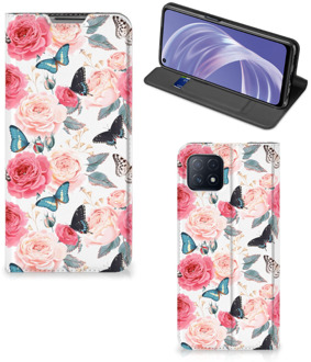 B2Ctelecom Flipcase Cadeautjes voor Moederdag OPPO A73 5G Smartphone Hoesje Butterfly Roses