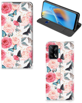 B2Ctelecom Flipcase Cadeautjes voor Moederdag OPPO A74 4G Smartphone Hoesje Butterfly Roses