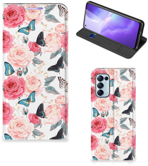 B2Ctelecom Flipcase Cadeautjes voor Moederdag OPPO Find X3 Lite Smartphone Hoesje Butterfly Roses