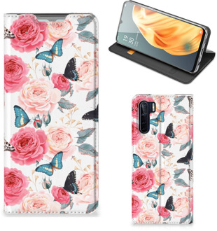 B2Ctelecom Flipcase Cadeautjes voor Moederdag OPPO Reno3 | A91 Smartphone Hoesje Butterfly Roses